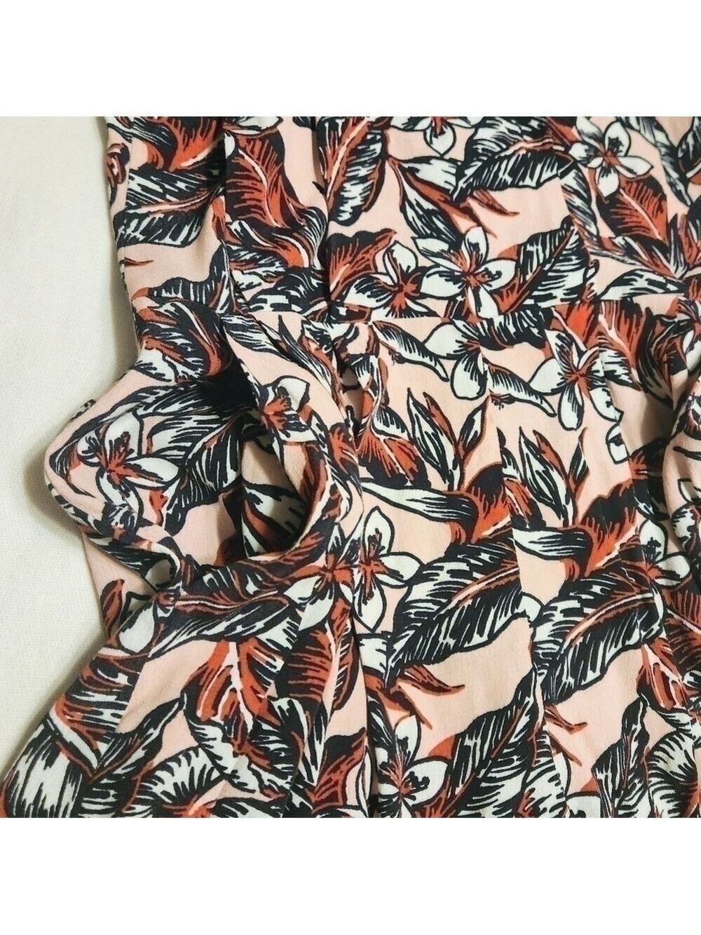 Zara Woman Peach Black Floral Print Romper X Small - Picture 10 of 12